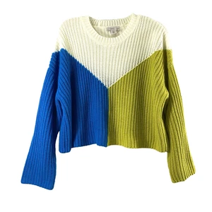 Sincerely Jules Pullover Damen Large Grobstrick Cropped Farbblock Cozycore - Bild 1 von 9