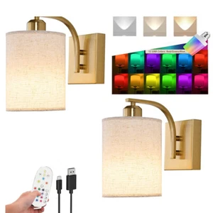 Gold Battery Operated Wall Sconces Set of 2, Rechargeable Cordless Wall Light... - Picture 1 of 15
