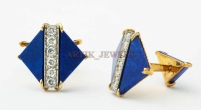 Gemelos de lapislázuli natural con chapado en oro de plata de ley 925 2344 Foto 1 de 4
