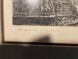 REMBRANDT 1641 THE WINDMILL Etching Hand Matted Framed Signed by Rae Boer - Picture 1 of 4