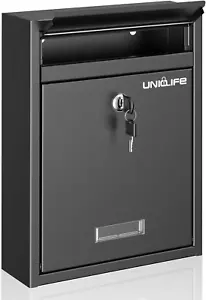 Wall Mount Mailbox - Locking Large Mailbox with Key Lock, Safe Key Drop Box, Ste - Picture 1 of 12