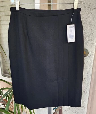 6P NUEVO Mujeres Karen Scott PETITES Negro Negocios Carrera Forrada Falda Pliegues Foto 1 de 4