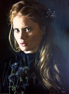 NEW WILLIAM OXER ORIGINAL CANVAS "Teasels" English Pretty Woman Girl PAINTING - Picture 1 of 6