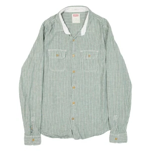 LEVI'S Standard Fit Mens Shirt Green Striped Long Sleeve L - Picture 1 of 6