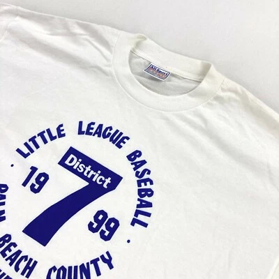 Camiseta De Colección 1999 Little League Béisbol Puntada Única Palm Beach Blanca • XL Foto 1 de 4