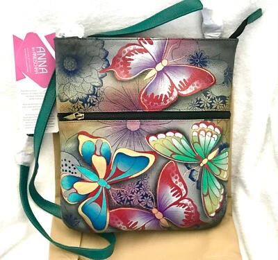 Anuschka Anna NWT🦋Slim Crossbody Shoulder Bag-Butterfly Paradise 8071-BPD - Image 1 of 4
