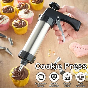 Cookie Press Stainless Steel Cookie Maker Machine with 13 Discs and 8 qiPqg - Picture 1 of 12