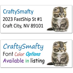 30 lindas etiquetas de dirección de devolución personalizadas para gatito gatito gato - Imagen 1 de 6