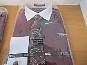 CAMISA DE VESTIR PHAT FARM Granate Mangas Largas y CORBATA CUELLO DE CACHEMIRA~Niños 10~NUEVA - Imagen 1 de 2