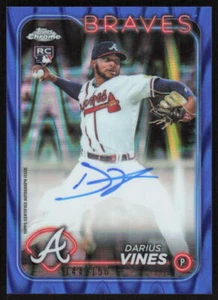 2024 Topps Chrome Rookie Auto Blue Ray Wave Refractor Darius Vines /150 Braves - Picture 1 of 2