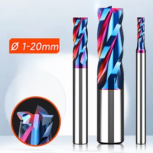 Solid Carbide End Mill 4 Flute nAco Coated HRC 63 Endmill Slot Drill 1mm - 20mm - Picture 1 of 26