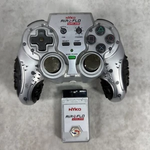Playstation 2 PS2 Nyko Air Flo W Fans Wireless Controller Silver Tested Working - Picture 1 of 12