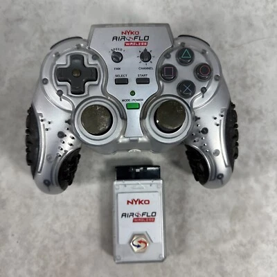 Playstation 2 PS2 Nyko Air Flo W Fans Wireless Controller Silver Tested Working - Image 1 of 4