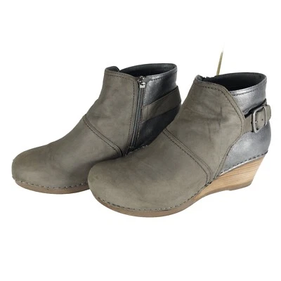 DANSKO Mujer Shirley EE. UU. 10-10,5 EU41 Gris Cuero Metálico Botines Cuña Foto 1 de 4