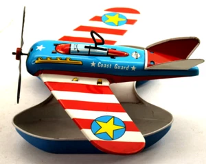 1950s Vintage MCM TIN LITHO OHIO ART Coast Guard Sea Water Plastic WINDUP Works - Picture 1 of 7