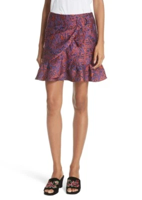 OPENING CEREMONY Women's Deep Plum Jacquard Ruffle Skirt Size 8 $325 NWT Foto 1 de 2