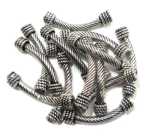 35 PIECES 25X3MM BALI TUBE BEAD OXIDIZED SILVER PLATED JEWELRY MAKING 311 - Picture 1 of 3