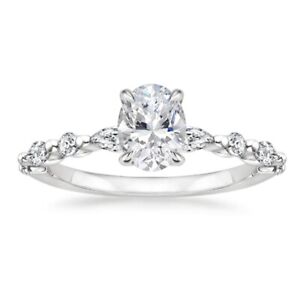 Women Engagement Ring 0.87 Ct IGI GIA Lab Created Oval Cut Diamond 950 Platinum
