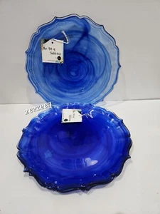6 Stück The Art Of Tabletop Blau Durchscheinend Überbacken Glas Wirbel Speiseteller - Bild 1 von 3