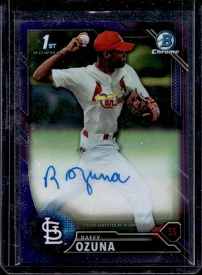 Bowman Chrome Raffy Ozuna 2016 automático primer refractor púrpura #142/250 Foto 1 de 2