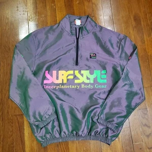 Vintage Surf Pullover Jacket Mens Large Windbreaker Iridescent 90s Retro - Picture 1 of 13