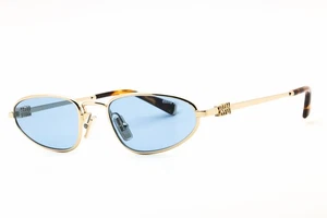 MIU MIU MU A52S ZVN60O Sunglasses Gold Frame Blue Lenses 52mm - Picture 1 of 4