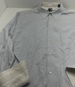 Robert Graham Shirt Mens 2XL Blue White Check Flip Cuff embroidered - Picture 1 of 14