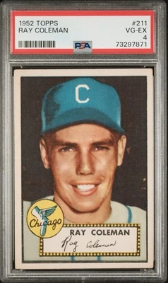 1952 Topps Ray Coleman #211 PSA 4 VG-EX Chicago White Sox - Image 1 of 2