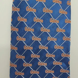 Florida Alligatoren Krawatte 100 % Seide University Florida Diamant blau grau orange Larson - Bild 1 von 6