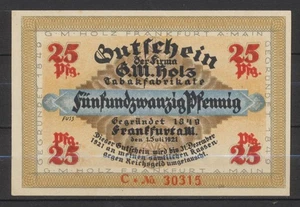 Frankfurt a.M. - GM Holz - 1x Notgeld - L 360.a1 - G/M 374.1 - 25Pf - Bst. C - Bild 1 von 2