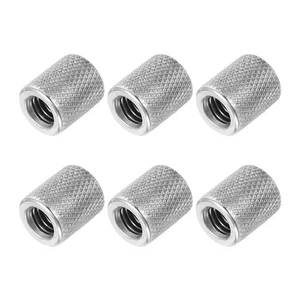 M6 Confezione 6 Dadi Connettore Zigrinati Tondi in Acciaio Inox 304,0,39"OD x 0,47"H - Foto 1 di 6