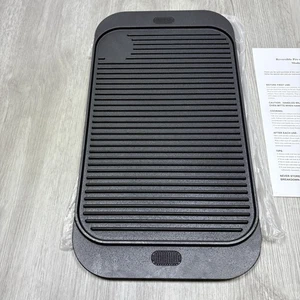 Pre-Seasoned Cast Iron Reversible Rectangular Grill/Griddle 15.5" x 10" Surface - Picture 1 of 4
