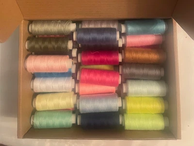 100% Polyester Thread - Lot of 42 Spools - 10500 Yards Various Colors - Image 1 of 2