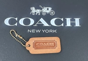 Vintage COACH Leatherware Hangtag British Tan / Natural Brass Chain NOS 3810 - Picture 1 of 9