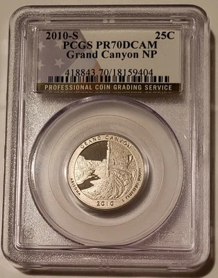 2010 S Clad Grand Canyon NP Quarter Proof PR70 DCAM PCGS Flag Label - Image 1 of 2