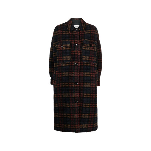 (W) Isabel Marant Fontizi Checked Coat Multicolor Black 22FW