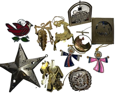 Christmas Ornament Ornaments Lot Metal & Stained Glass Assorted Vintage Variety - Image 1 of 4