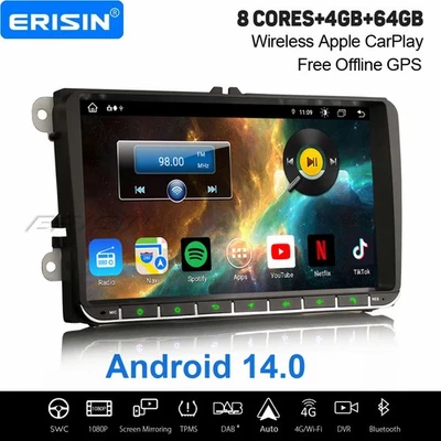 9" Android 14 Autoradio Navi für VW Golf 5/6 Passat B6 Tiguan Bora T5 Skoda SEAT - Bild 1 von 4