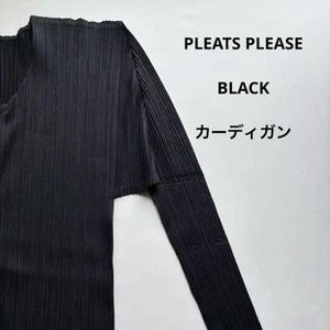 Pleats Please Issey Miyake Zip-Up Cardigan Black Size 5 Womens - Picture 1 of 5