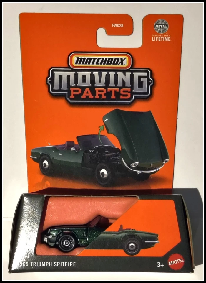 Matchbox Moving Parts Green 1969 Triumph Spitfire - Package Issues - Image 1 of 1