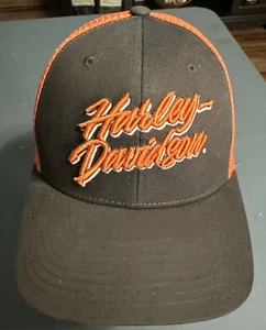 Harley-Davidson IndyWest Plainfield IN Naranja Negro Logo SnapBack Sombrero - Imagen 1 de 4