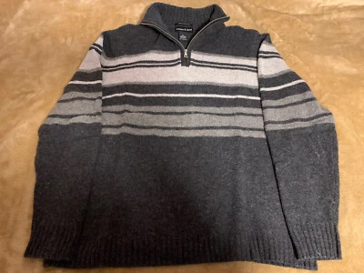 Suéter Para Hombres Grayson & Dunn 100% Lana de Cordero Grande 1/4 Cuarto Cremallera Gris Pullover Foto 1 de 4