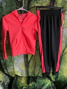 Girls Hooded Jacket with Pants Bright Orange 2 Piece - Picture 1 of 2