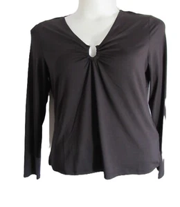 H & M Slinky Black Blouse with Peek A Boo V Neckline Size X Large *NWTS* - Picture 1 of 5