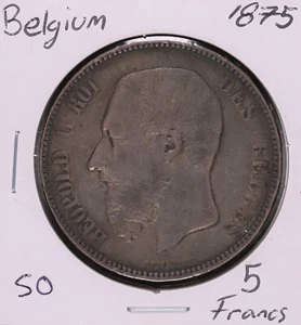 1875 Belgium: Silver 5 Francs - Picture 1 of 2