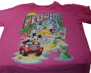 Disney Mickey Minnie T Shirt Disney World Kid's Large Pink Florida Graphic Tee - Picture 1 of 3