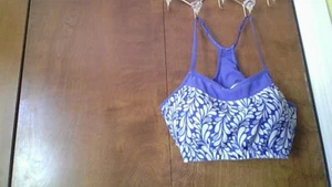 Moving Comfort XL PRETTY Blue Racerback Sports Bra Adj Straps Good Condition - Picture 1 of 15
