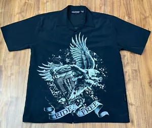 Sapphire Lounge Mens L Short Sleeve Shirt Ride Free Motorcycle Eagle Harley - Picture 1 of 6