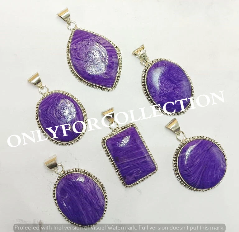 Oferta Lote Colgantes Charoite Diseño Hecho a Mano Chapados en Plata de Ley 925 Piedras Preciosas Foto 1 de 2