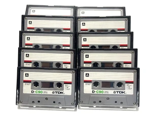 LOT PACK 10 K7 VINTAGE CASSETTE AUDIO D-C90 TDK TYPE I 90 MIN - Zdjęcie 1 z 2